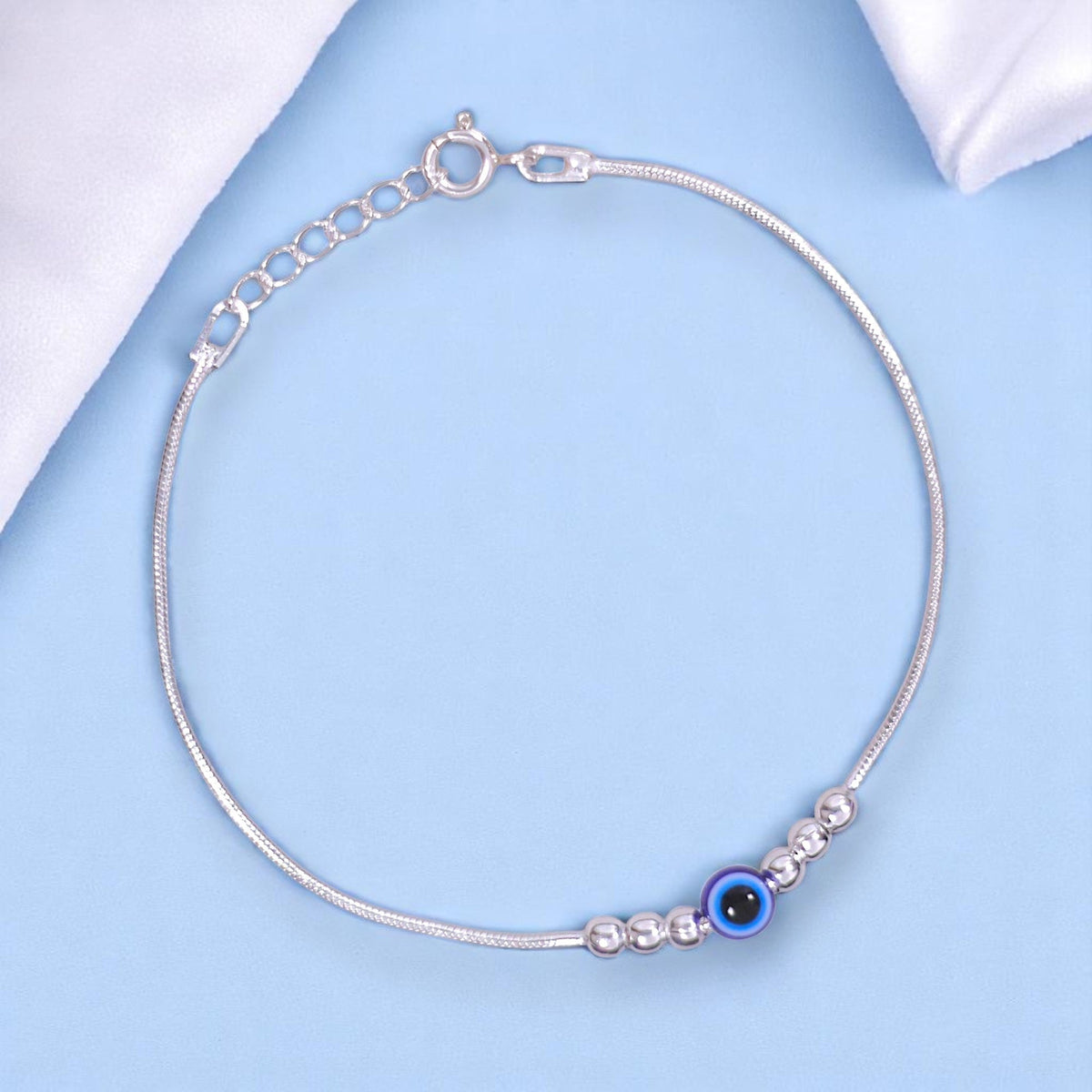 925 Sterling Silver Beaded Evil Eye Bracelet for Women – Taraash