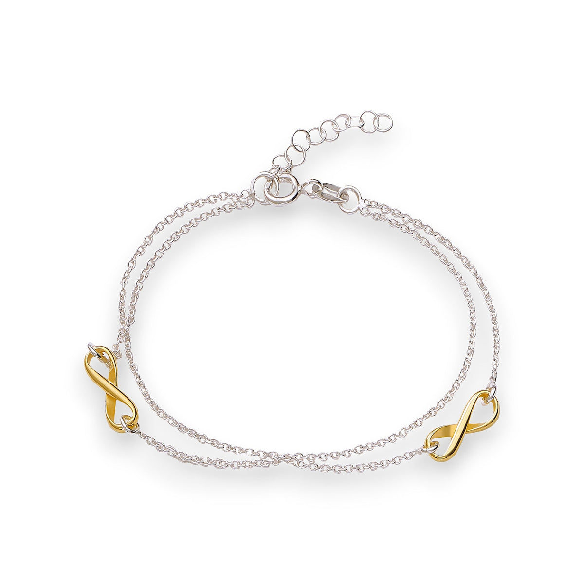 925 Sterling Silver Intertwined Chains Infinity Bracelet Gift for