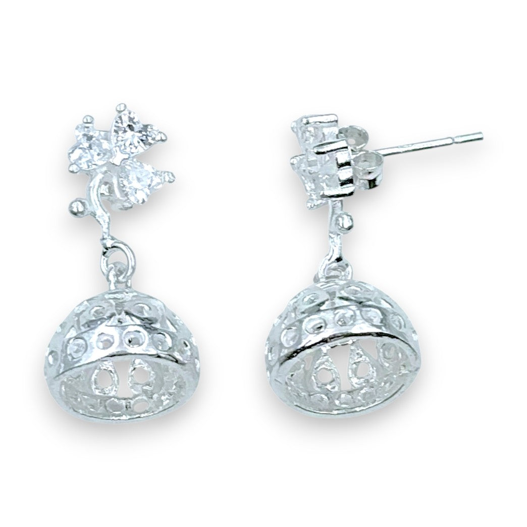 925 Sterling Silver Floral CZ Jhumki Earrings for Girls Women
