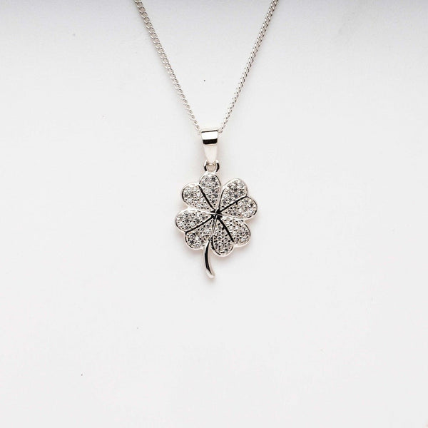 Blisse Allure 925 Sterling Silver Four Leaf Clover Pendant Necklace