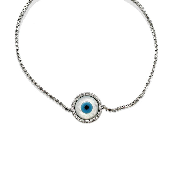 925 Sterling Silver 2024 Evil Eye CZ and Turquoise Bracelet