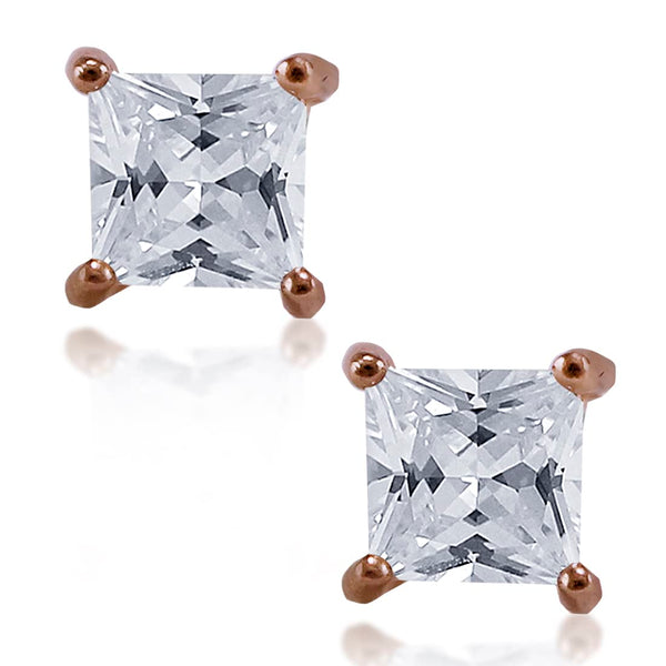 Rare Tanzanite Studs, buying with Cubic Zirconia Sterling Silver Earrings Rose Gold Plated