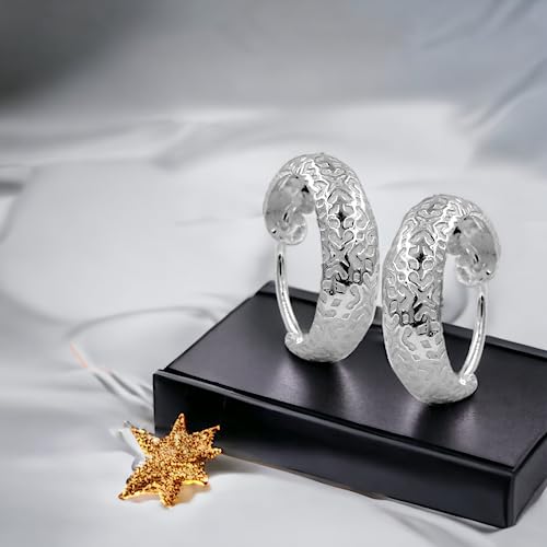 Taraash 925 Sterling Silver Texture Design Hoop For Women