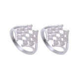 925 Sterling Silver Adjustable Cubic Zirconia Toe Ring For Women