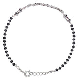 925 Silver Adjustable Single Chain Black Beads Mangalsutra Bracelet for Women - Taraash