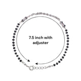 925 Silver Adjustable Single Chain Black Beads Mangalsutra Bracelet for Women - Taraash