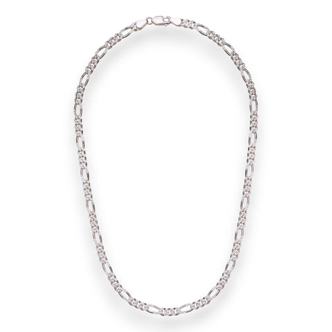 925 Sterling Silver 20 Inch Figaro Cutting Chain For Men - Taraash