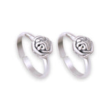 925 Sterling Silver Antique Finish Floral Adjustable Toe Ring For Women - Taraash