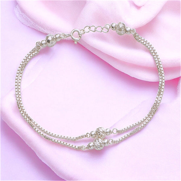 925 Sterling Silver Beaded Chain Bracelet for Women - Taraash