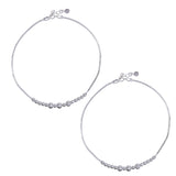 925 Sterling Silver Beaded Charm Chain Anklet For Women - Taraash