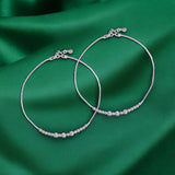 925 Sterling Silver Beaded Charm Chain Anklet For Women - Taraash