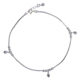 925 Sterling Silver Beaded Crystal Charm Anklet for Women - Taraash