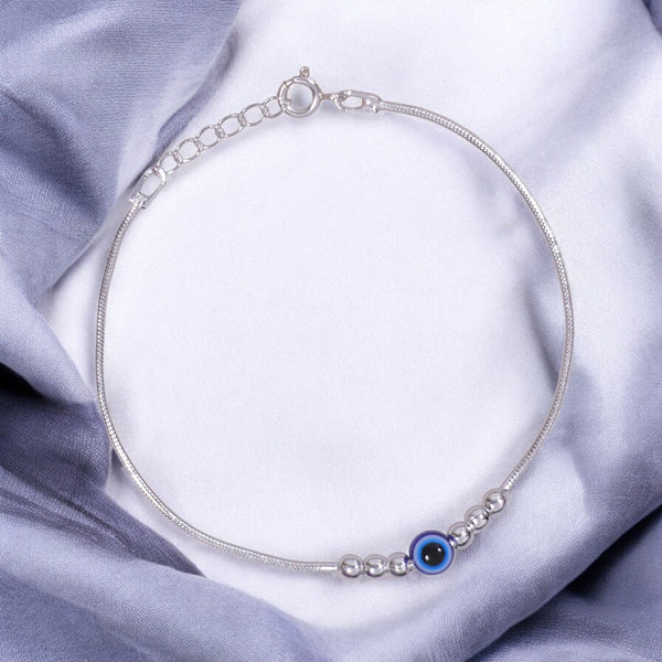 925 Sterling Silver Beaded Evil Eye Bracelet for Women - Taraash