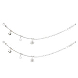 925 Sterling Silver Beaded Floral Heart Charm Chain Anklet for Girls - Taraash