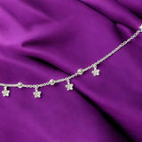 925 Sterling Silver Beaded Flower Charm Single Anklet Gift for Women - Taraash