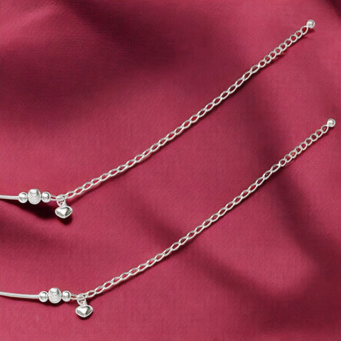 925 Sterling Silver Beaded Heart Charm Chain Anklets for Women - Taraash