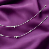 925 Sterling Silver Beaded Heart Charm Chain Anklets for Women - Taraash