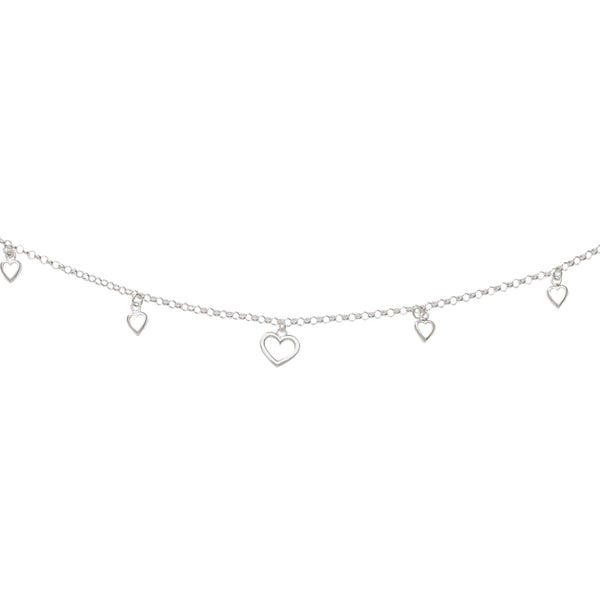 925 Sterling Silver Beaded Love with Heart Charm Single Anklet For Women - Taraash