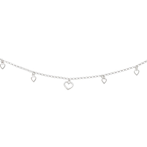 925 Sterling Silver Beaded Love with Heart Charm Single Anklet For Women - Taraash