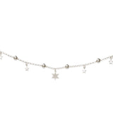 925 Sterling Silver Beaded with Star Charms Single Anklet For Women - Taraash