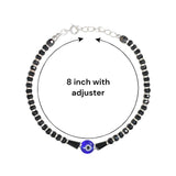 925 Sterling Silver Black Beaded Adjustable Evil Eye Anklets for Girls - Taraash