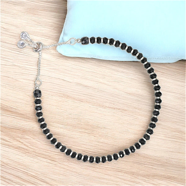 925 Sterling Silver Black Beaded Bracelet for Women - Taraash