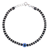 925 Sterling Silver Black Beaded Evil Eye Bracelet for Women - Taraash