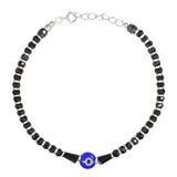 925 Sterling Silver Black Beaded Evil Eye Bracelet for Women - Taraash