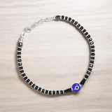 925 Sterling Silver Black Beaded Evil Eye Bracelet for Women - Taraash