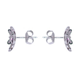 925 Sterling Silver Black Enamel Floral CZ Earrings for Women - Taraash