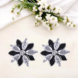 925 Sterling Silver Black Enamel Floral CZ Earrings for Women - Taraash