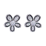 925 Sterling Silver Black Enamel Floral CZ Earrings for Women - Taraash