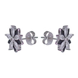 925 Sterling Silver Black Enamel Floral CZ Earrings for Women - Taraash