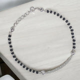 925 Sterling Silver Black Round Beaded Mangalsutra Bracelet for Women - Taraash