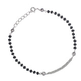 925 Sterling Silver Black Round Beaded Mangalsutra Bracelet for Women - Taraash