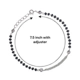 925 Sterling Silver Black Round Beaded Mangalsutra Bracelet for Women - Taraash