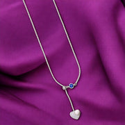 925 Sterling Silver Blue CZ Drop Heart Necklace for Women - Taraash