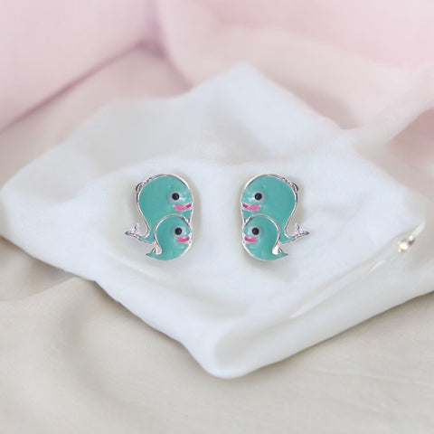 925 Sterling Silver Blue Whale Stud Earrings for Girls - Taraash
