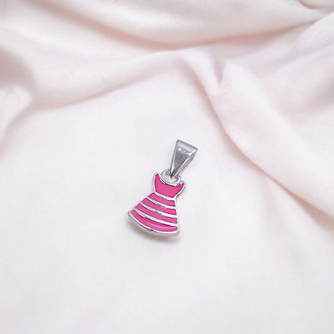 925 Sterling Silver Charming Pink Dress Pendant for Girls - Taraash