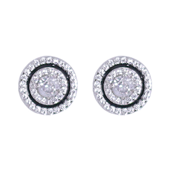 925 Sterling Silver circular Enamel with CZ Stud Earrings for Women - Taraash