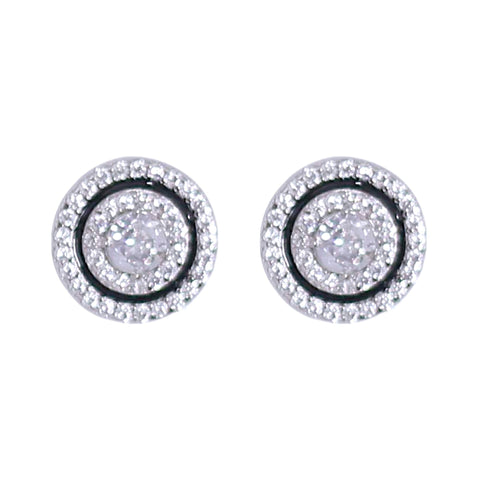 925 Sterling Silver circular Enamel with CZ Stud Earrings for Women - Taraash