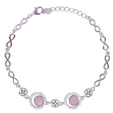 925 Sterling Silver Circular Pink Mother - of - Pearl with CZ Bracelet for Women - Taraash