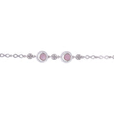 925 Sterling Silver Circular Pink Mother - of - Pearl with CZ Bracelet for Women - Taraash