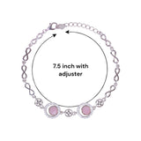 925 Sterling Silver Circular Pink Mother - of - Pearl with CZ Bracelet for Women - Taraash