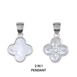 925 Sterling Silver Clover shaped Mother of Pearl Pendants For Womens - Taraash