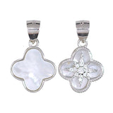 925 Sterling Silver Clover shaped Mother of Pearl Pendants For Womens - Taraash