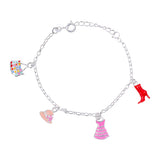 925 Sterling Silver Colorful Multi Charms Bracelet for Women - Taraash