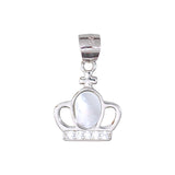 925 Sterling Silver Crown Pendant with CZ and Mother - of - Pearl For Womens - Taraash