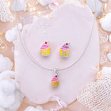 925 Sterling Silver Cupcake Earring and Chain with Pendant Set for Girls - Taraash