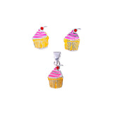 925 Sterling Silver Cupcake Pendant and Earring Set for Girls - Taraash